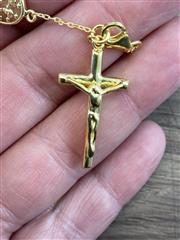 Gold Plated 925 Sterling Silver Diamond Cut Rosary Bracelet 7.5